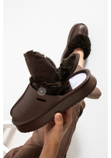 Çıkarılabilir Iç Astar Kürklü Yüksek Taban Eva Kışlık Kadın Terlik FTPOP25 fiyatları