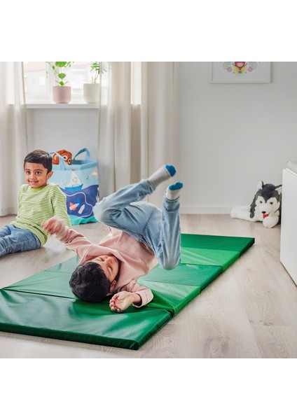Plufsıg Jimnastik Minderi 78 x 185 cm Yeşil Katlanır Yumuşak Kaymaz Çocuklar Için Güvenli fırsatları