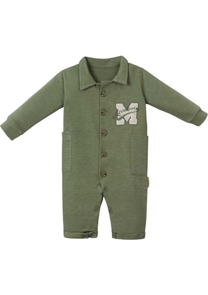 M Nakışlı Patiksiz Tulum Zeytin Yeşili