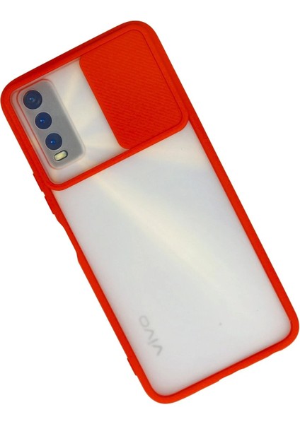 Vivo Y11S Kılıf Palm Buzlu Kamera Sürgülü Silikon - Kırmızı - EYESO6326-8942 fiyatları