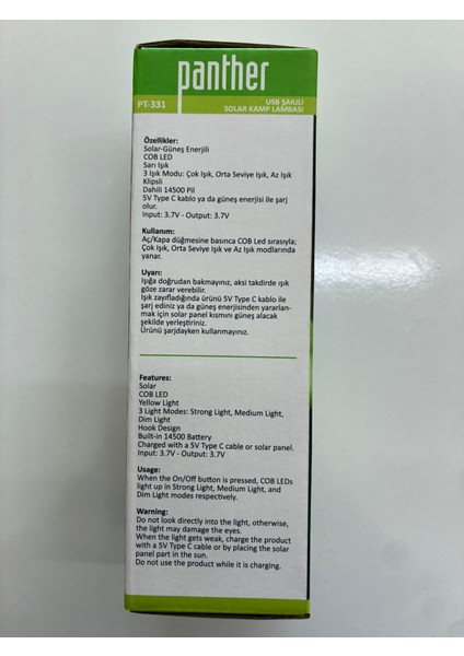 PT-331 ŞARJLI SOLAR KAMP LAMBASI modelleri