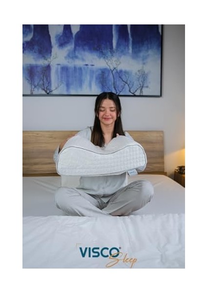 Visco Yastık Boyun Destekli Yastık Visko Yastık Atella Doğal Viskon Kılıflı 60X40X14-12 cm modelleri