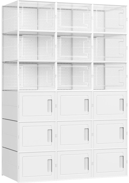 Ayakkabı Kutuları, 18'li Set, Plastik Kutular, Spor Ayakkabılar Için, 44 Bedene Kadar Ayakkabılar Için, 9 Şeffaf Kutu ve 9 Beyaz Kutu LSP009W01