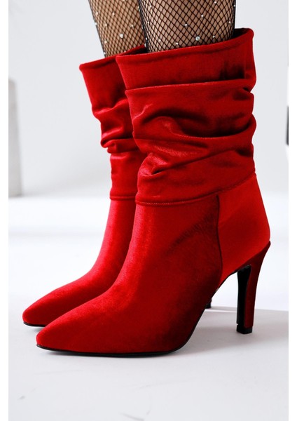 Wilma Kırmızı Kadife Körüklü Ince Topuklu Bot fiyatları