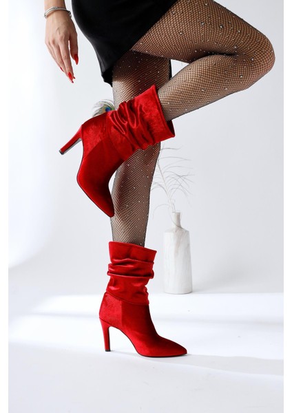 Wilma Kırmızı Kadife Körüklü Ince Topuklu Bot fırsatları