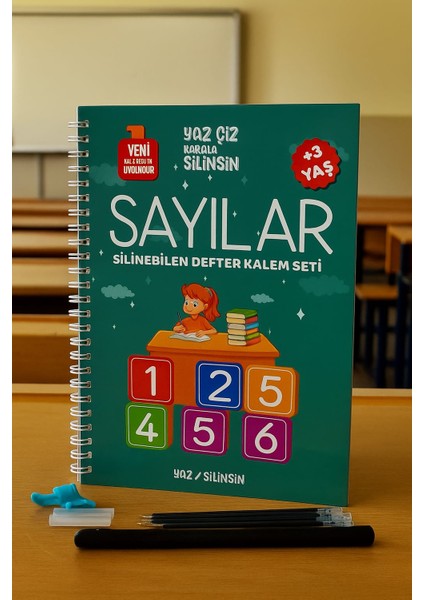 Sihirli Yazı Seti Silinen Kabartmalı Oluklu Defter Yazma Öğret 1 Kitap+1 Kalem+5 Yedek Uç