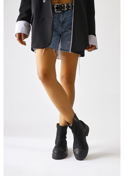 Kaiza Siyah Deri Detaylı Dalgıç Kumaş Bot fiyatları