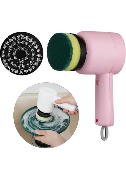 Şarjlı Bulaşık Banyo Mutfak Ovma Temizleme Fırçası Süngeri Teli Makinesi