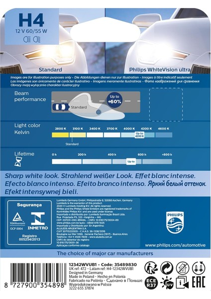 Whitevision Ultra H4 Far Lambası, 4.200K, Tekli Blister fiyatları