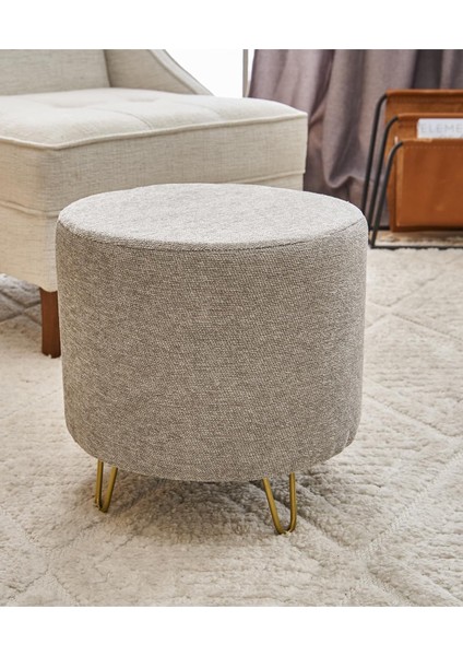 Asmara Metal Ayaklı Puf - Bej