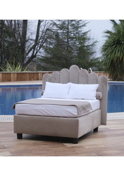 Luxe Bazalı Kedi Köpek Yatağı Bej