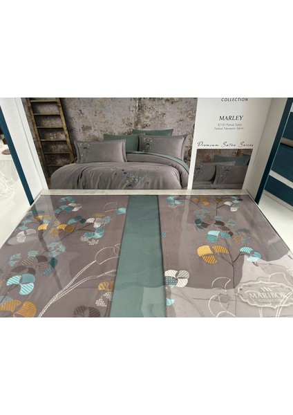 Collection Marley - %100 Pamuk Saten Nakışlı Nevresim Takımı - Gri fiyatları