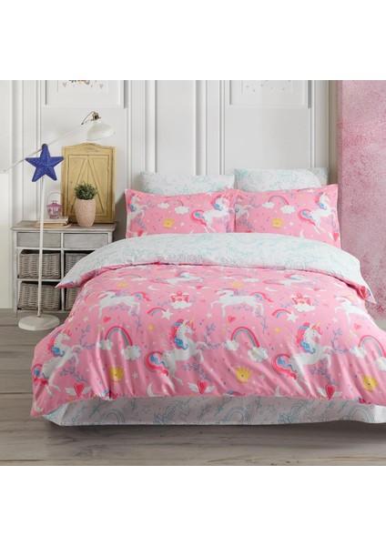 | Pony |%100 Pamuklu Çift Kişilik Nevresim Takımı Pembe