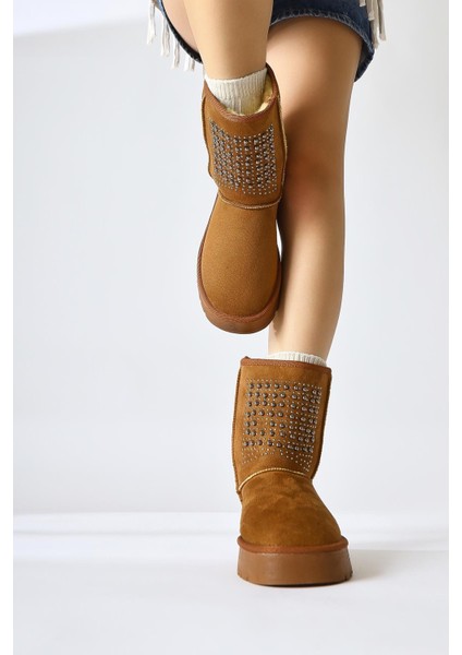 Anna-Li Taba Süet Içi Kürklü Boncuk Detaylı Çekme Bot fırsatları