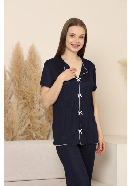 Bayan 5 Düğme Pijama Takımı modelleri