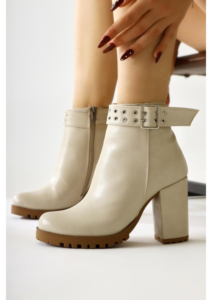 Jonny Bej Kemer Detaylı Oval Burunlu Fermuarlı Bot