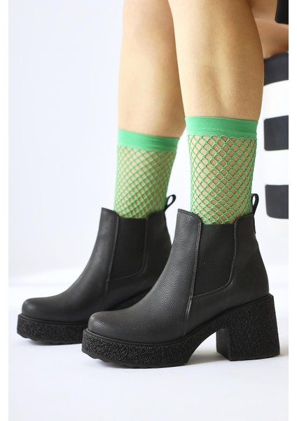 Thida Siyah Lastikli Platform Taban Çekme Bot