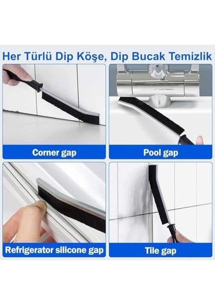 Çok Amaçlı Ince Temizlik Fırçası - Banyo, Mutfak, Duvar, Kapı ve Pencere Derz Arası Derin Temizlik 4 Adet modelleri