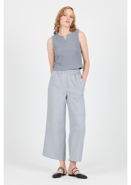Gri Pamuklu Bel Lastikli Bol Paça Pantolon 4657 fiyatları