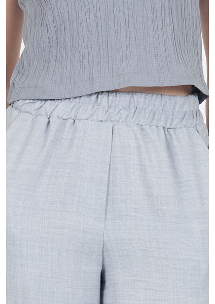 Gri Pamuklu Bel Lastikli Bol Paça Pantolon 4657 fırsatları