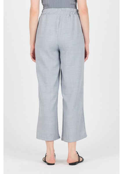 Gri Pamuklu Bel Lastikli Bol Paça Pantolon 4657 indirimleri