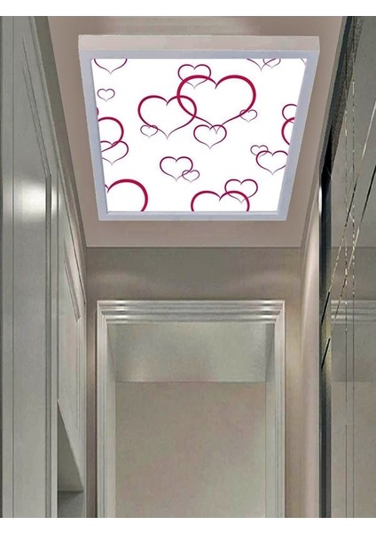 Banyo Avize Kalp Tavana Model 60WATT, Beyaz Işık LED Lamba, Beyaz Çerçeveli