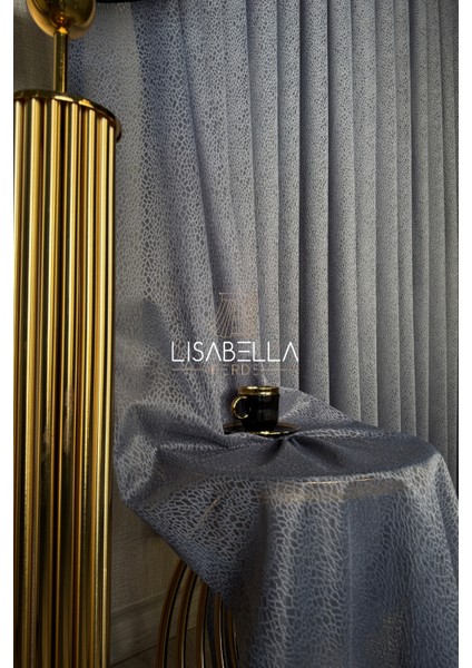 Antrasit Kristal Cam Kırığı Desen Yeni Trend Luxury Tül Perde (1x2 Pile Dikişli)