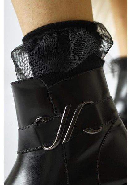 Birta Siyah Rugan Toka Detaylı Oval Burunlu Bot fırsatları