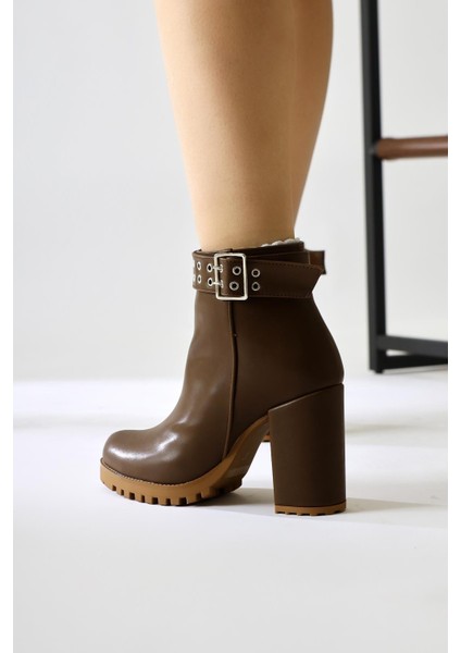 Jonny Kahve Kemer Detaylı Oval Burunlu Fermuarlı Bot fiyatları