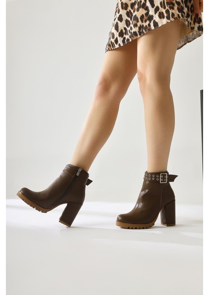 Jonny Kahve Kemer Detaylı Oval Burunlu Fermuarlı Bot fırsatları