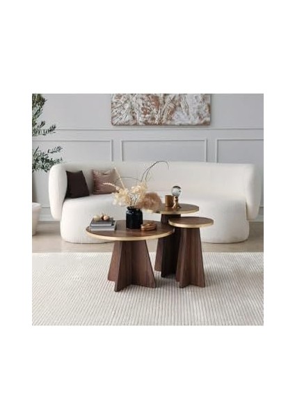 Mushroom 2 Li Sehpa Gold/ceviz modelleri