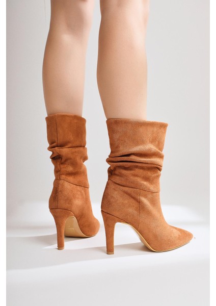 Wilma Taba Süet Körüklü Ince Topuklu Bot modelleri