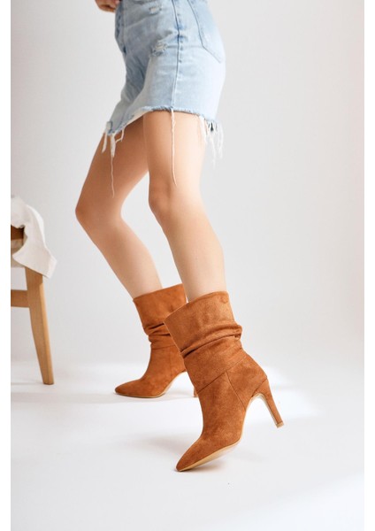 Wilma Taba Süet Körüklü Ince Topuklu Bot indirimleri