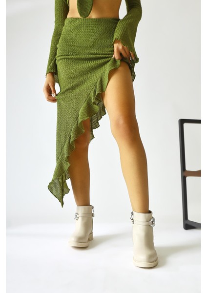 Sydra Bej Oval Burunlu Çıkarılabilir Aksesuarlı Bot fırsatları