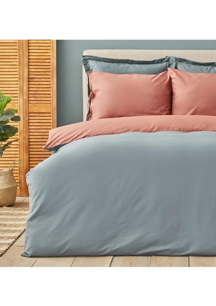 Home Basic Terecota PETROL%100 Pamuk, Çift Taraflı Çift Kişilik Nevresim Takımı