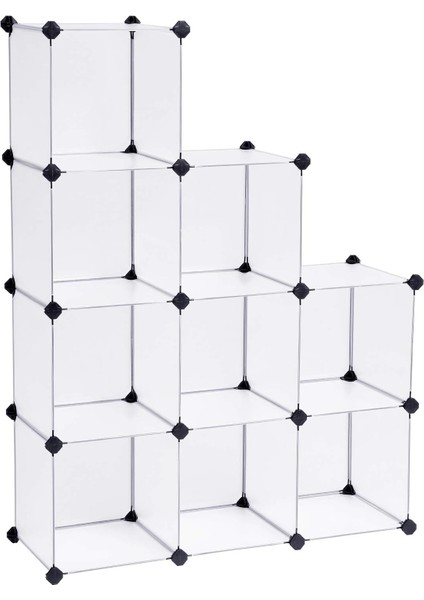 9 Bölmeli Raf Sistemi, Ayakkabı Rafı, Banyo Rafı, Giysi Dolabı, Oyuncak Dolabı, 93 x 31 x 123 Cm, Beyaz LPC115S