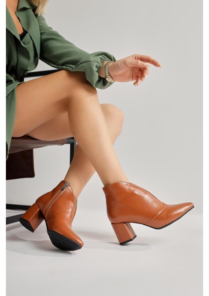 Maria Elena Taba Sivri Burunlu Fermuarlı Topuklu Bot modelleri