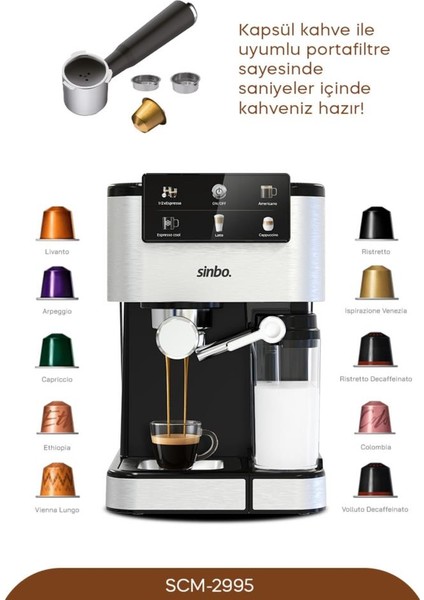 Scm 2995 -Kapsül Kahve Aparatlı Espresso Makinesi fırsatları