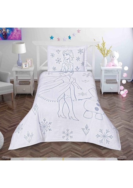 Frozen Snow Flower Lisanslı Karakter BASKILI%100 Pamuk Yatak Örtüsü Seti, Çok Renkli, Tek Kişilik (Yatak Örtüsü: 180X240 Cm/yastık Kılıfı: 50X70 Cm)