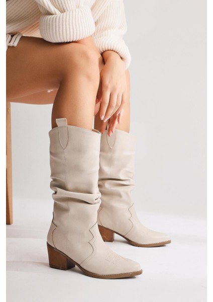 Lise-Britt Bej Körüklü Nakışlı Western Bot fırsatları