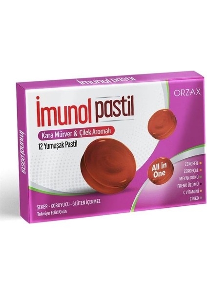 Imunol Karamürver-Çilek Aromalı 12 Pastil