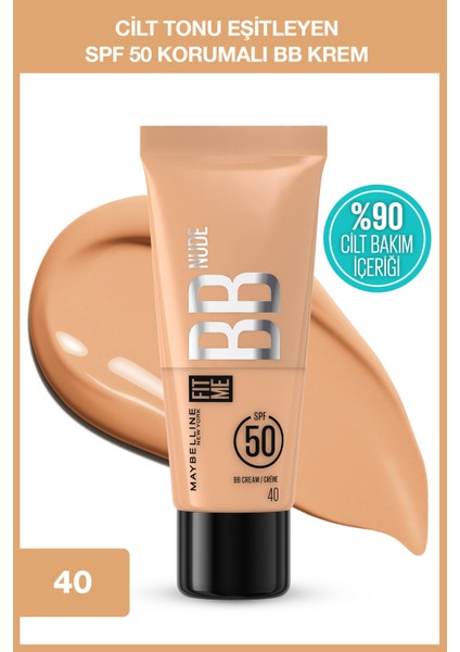 Fit Me Nude BB Krem 30 ml Tüm Cilt Tipleri İçin Etkili Nemlendirici SPF50