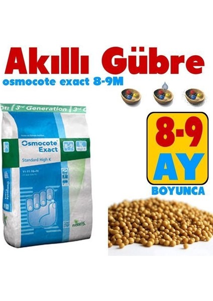 Akıllı Gübre Osmocote Exact 8-9 Aylık 15-9-12-2mgo+Te 350 Gram