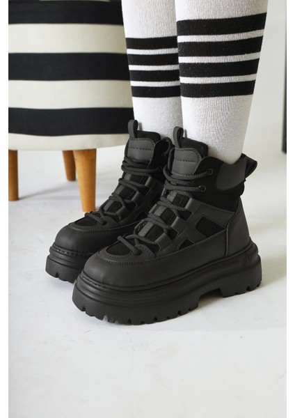 Kindra Siyah Süet Detaylı Yüksek Taban Spor Bot indirimleri