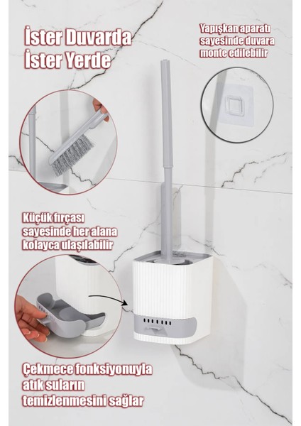 Hazneli Klozet Fırçası Banyo Tuvalet Wc Temizleme Fırçası 2li Temizlik Fırçası Hazneli Su Akıtmaz modelleri