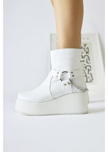 Mashal Beyaz Zincir Detaylı Yüksek Taban Bot