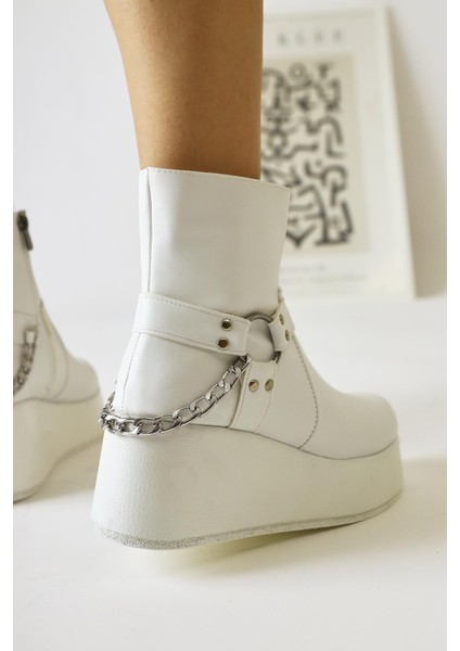 Mashal Beyaz Zincir Detaylı Yüksek Taban Bot fırsatları