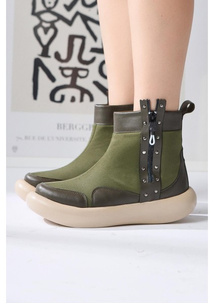 Maeda Haki Dalgıç Kumaş Zımba ve Fermuar Detaylı Bot fiyatları