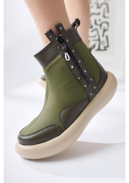 Maeda Haki Dalgıç Kumaş Zımba ve Fermuar Detaylı Bot modelleri