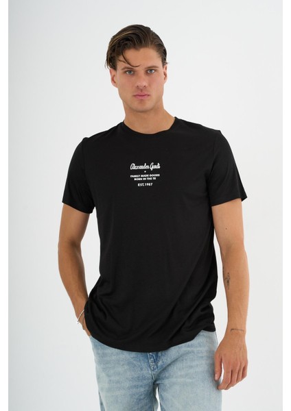 Bisiklet Yaka Baskılı T-Shırt